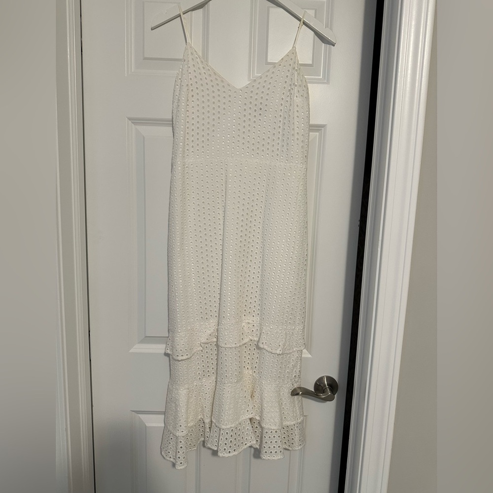 Express White Eyelet Midi Dress